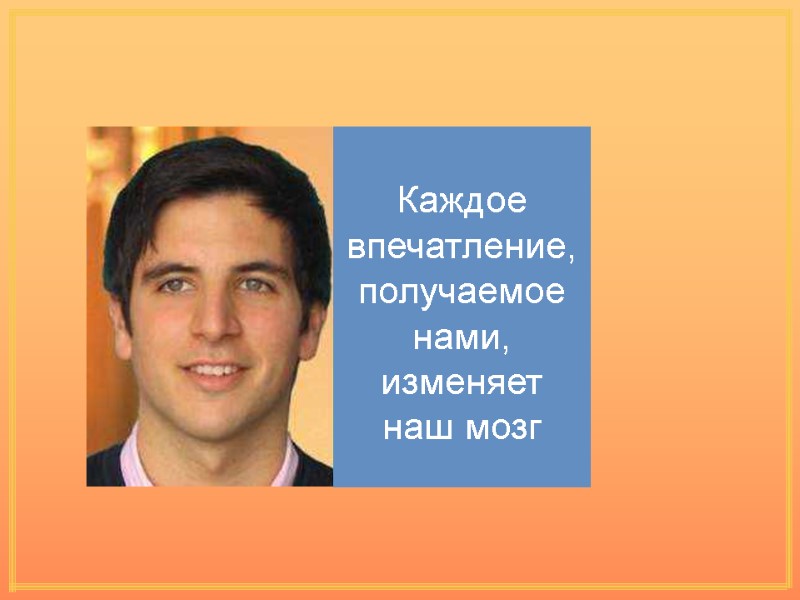 Каждое впечатление, получаемое нами, изменяет наш мозг Каждое впечатление, получаемое нами, изменяет наш мозг